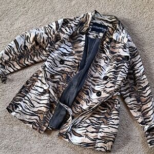 Outerwear by Lisa Tiger Print Jacket - Black and Tan